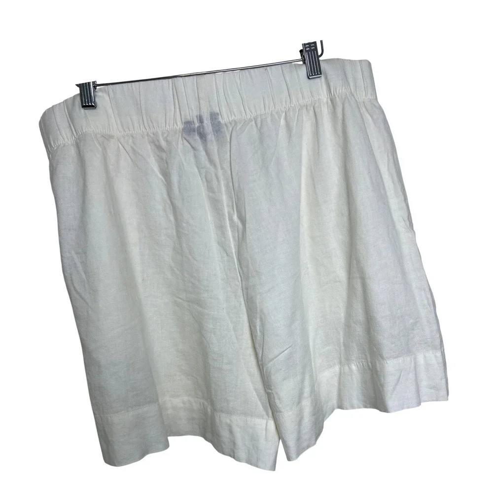 Gap Shorts Women XL White Linen Blend Elastic Waist Pull On Summer‎ New C13
